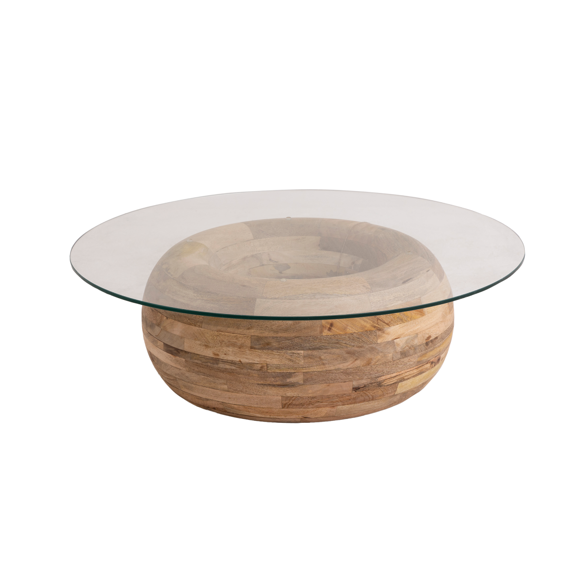 Table basse en bois de manguier et verre Nerys
