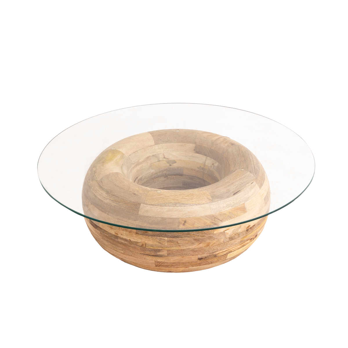 Table basse en bois de manguier et verre Nerys