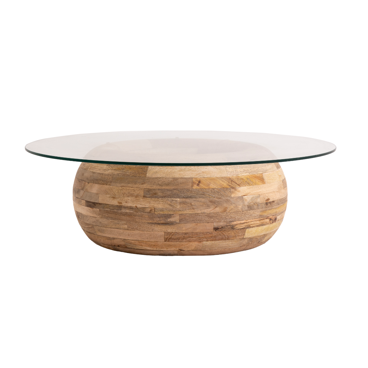 Table basse en bois de manguier et verre Nerys