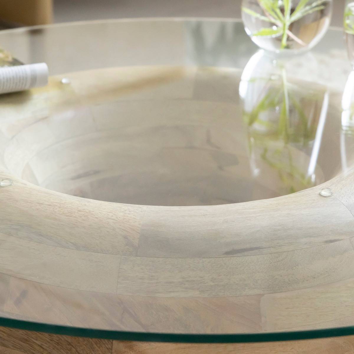 Table basse en bois de manguier et verre Nerys