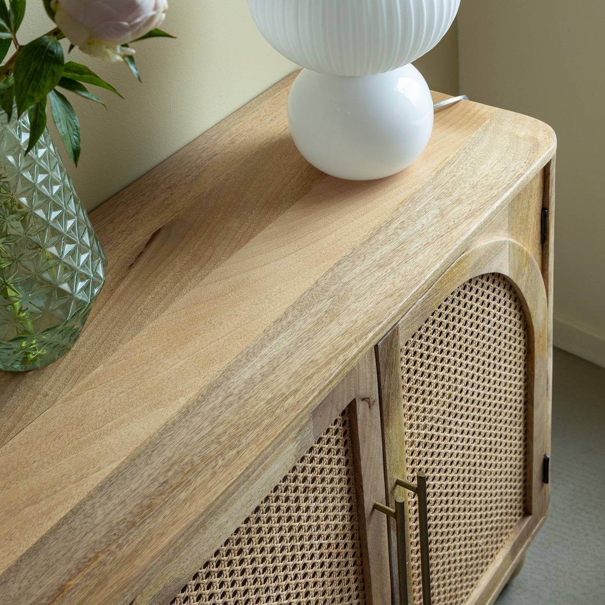 Buffet en bois de manguier et cannage Thora