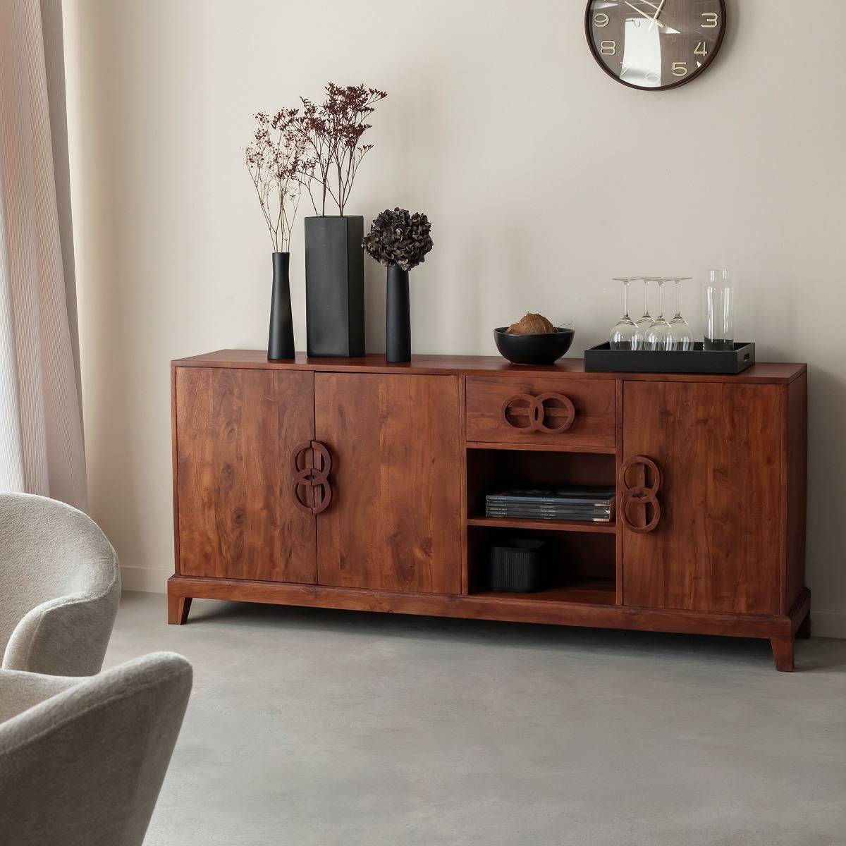 Buffet 3 portes en bois d'acacia Quilla