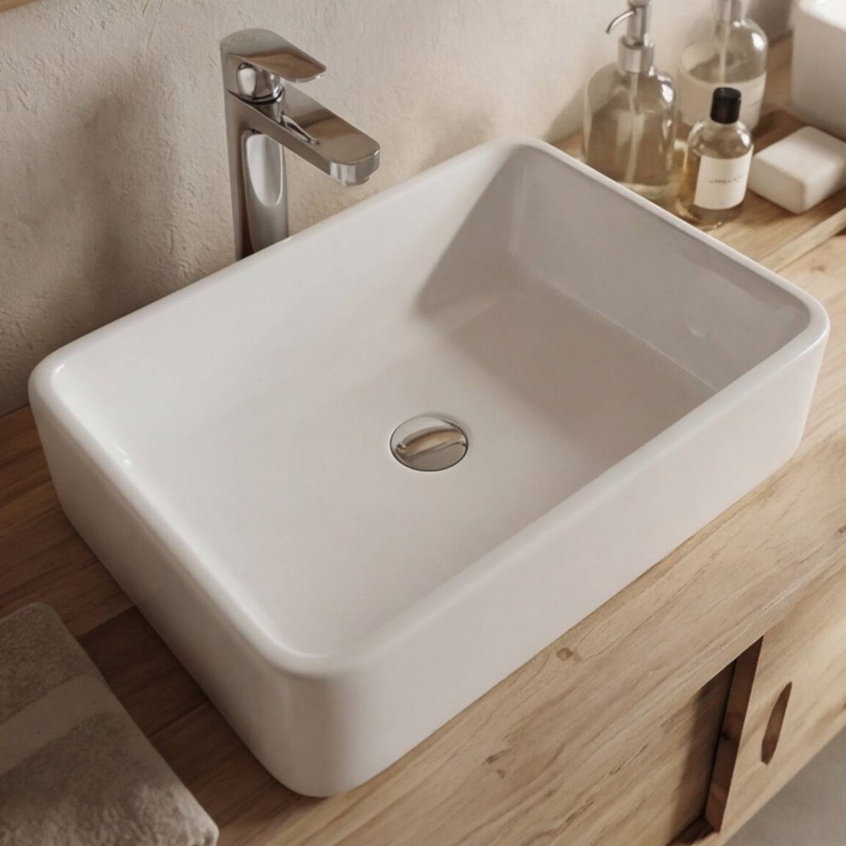 Vasque rectangulaire en porcelaine Perrine