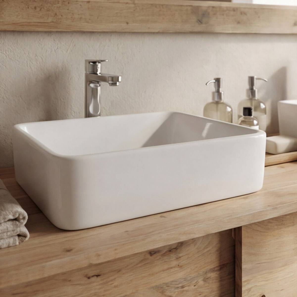 Vasque rectangulaire en porcelaine Perrine