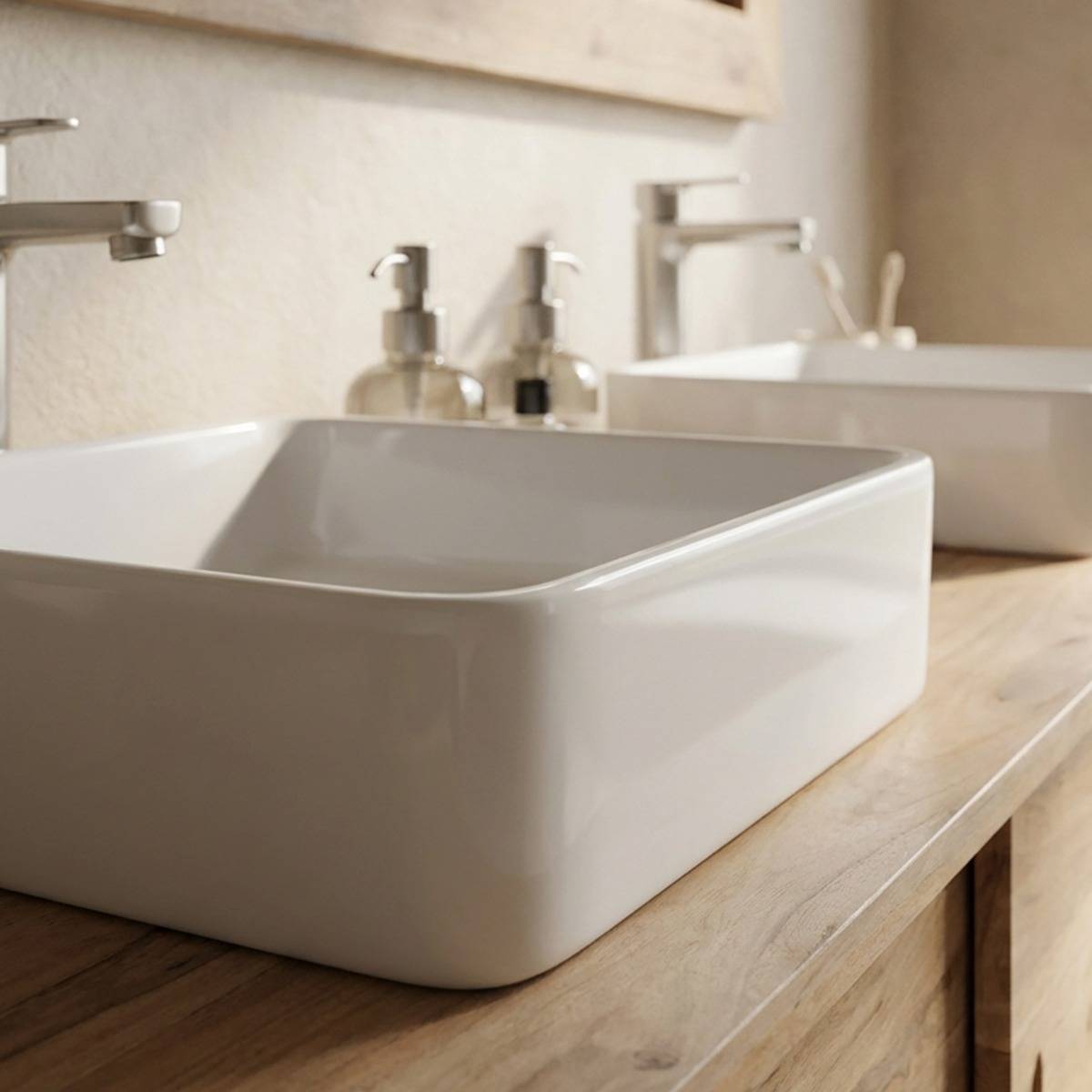 Vasque rectangulaire en porcelaine Perrine