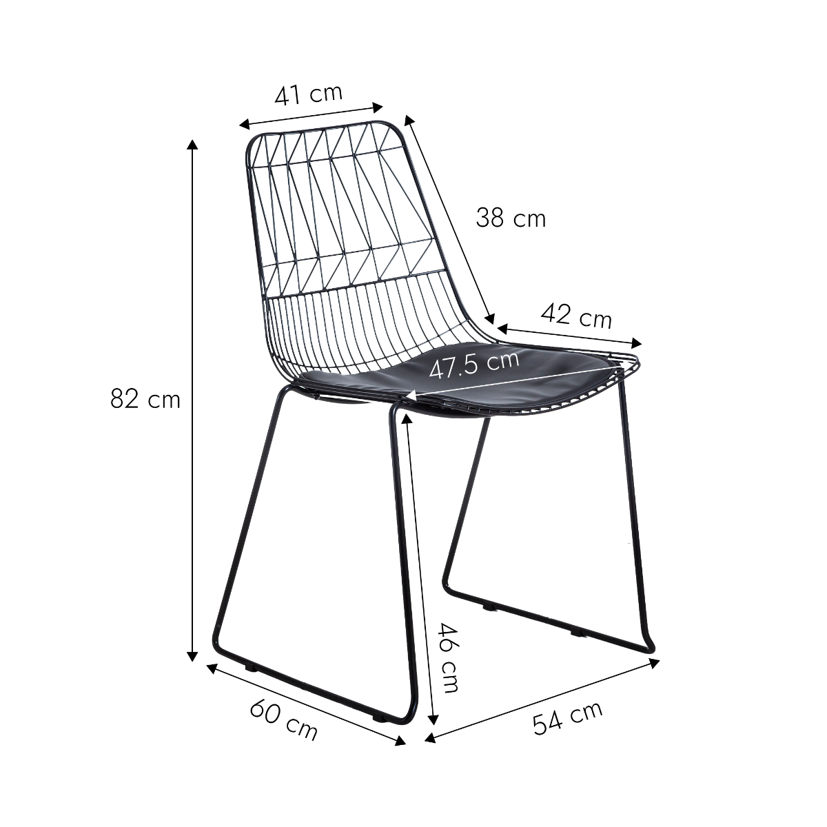 Chaise design en métal noir Vanina (lot de 2)