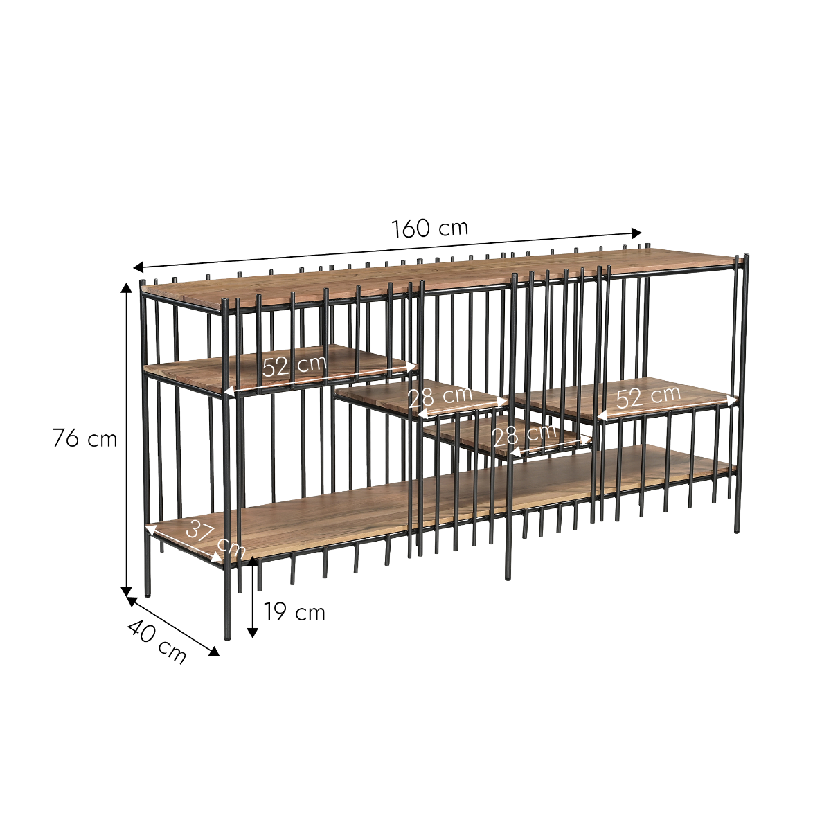 Console en bois d'acacia et métal 160 cm Avalia