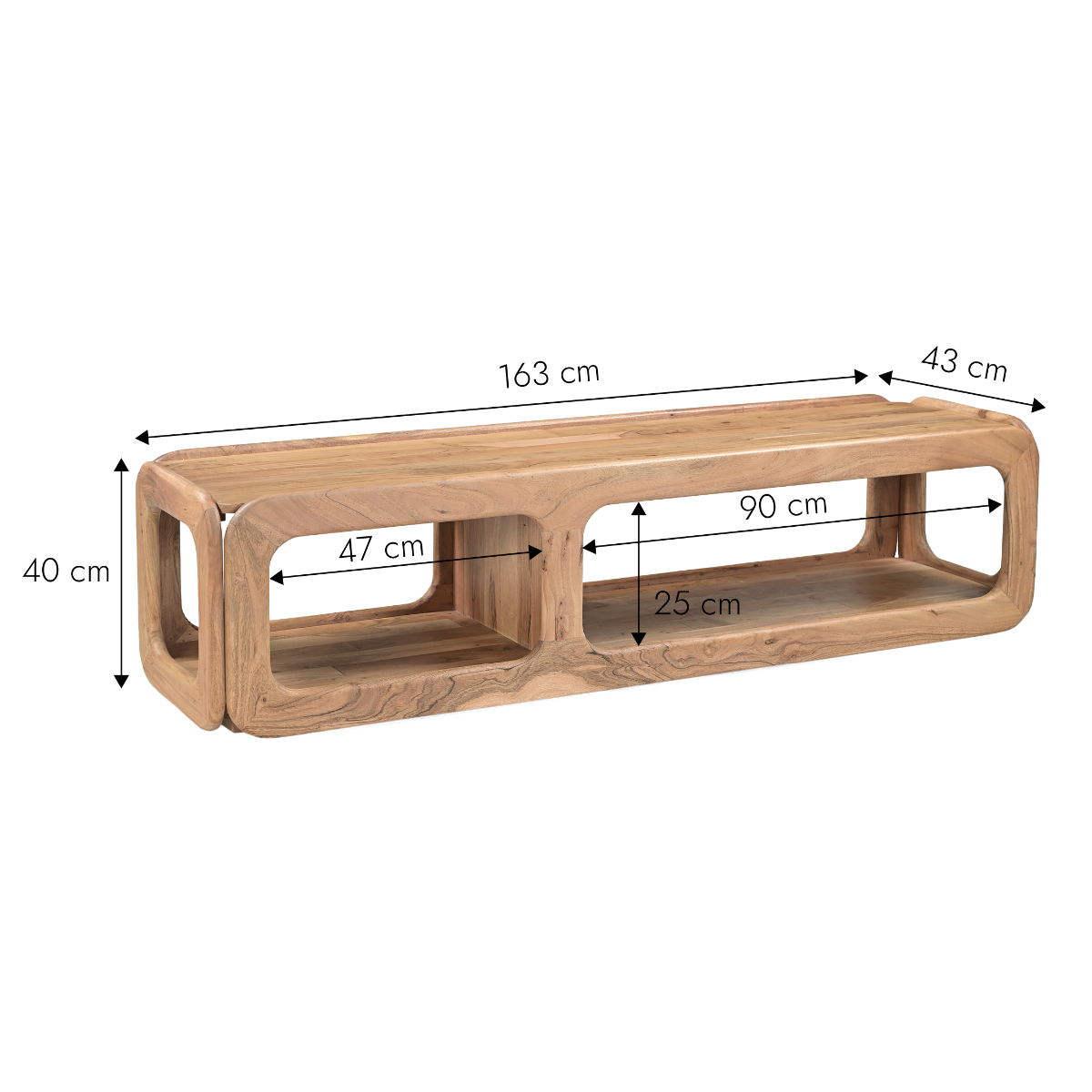 Meuble TV en bois d'acacia Trinite