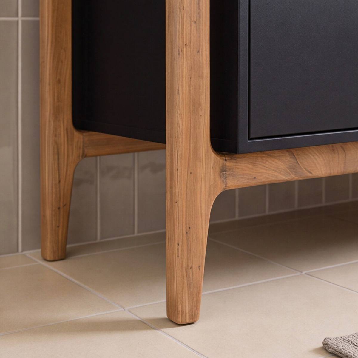 Meuble sous vasque en bois de manguier et pieds en acacia Imani