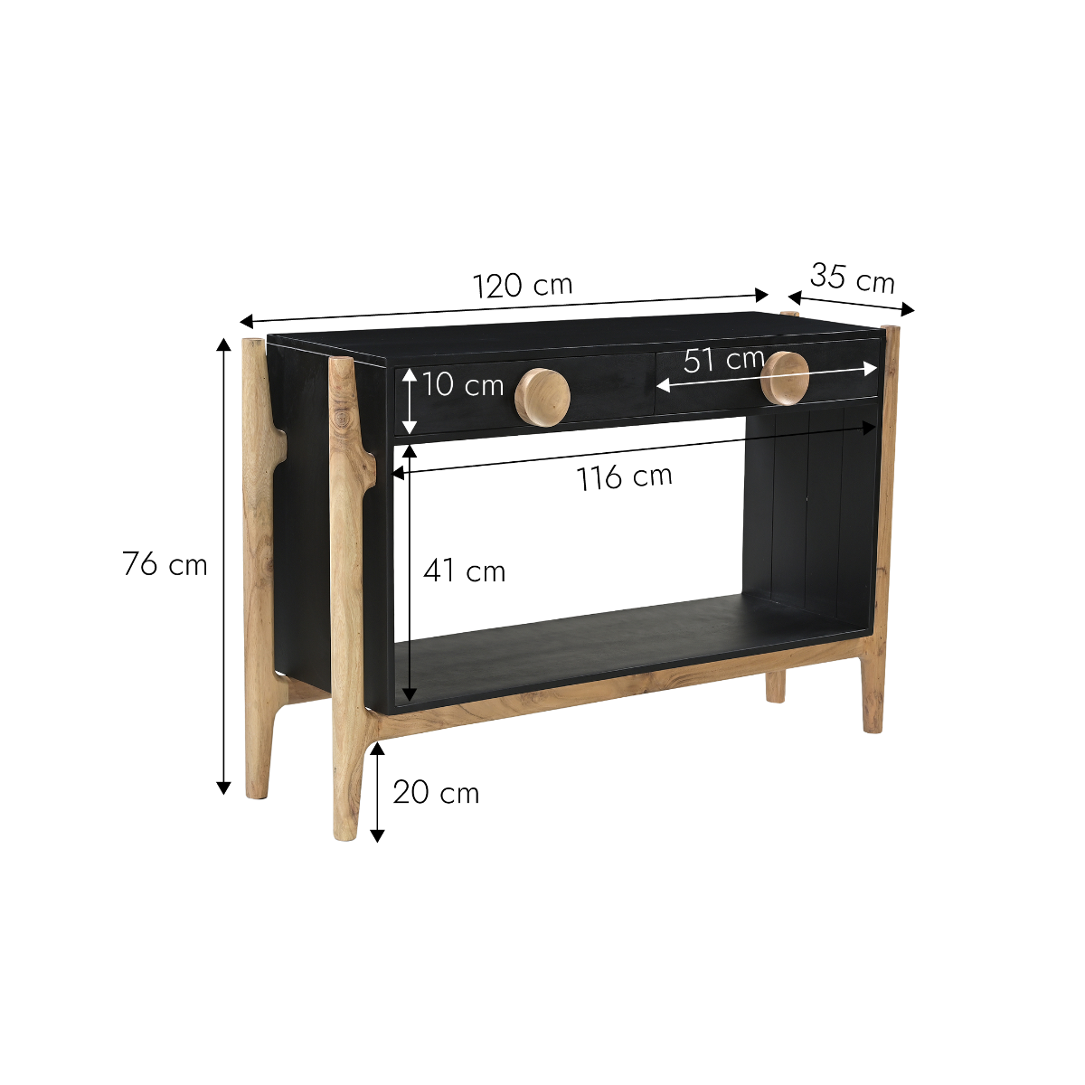 Console en bois de manguier et pieds en acacia Imani