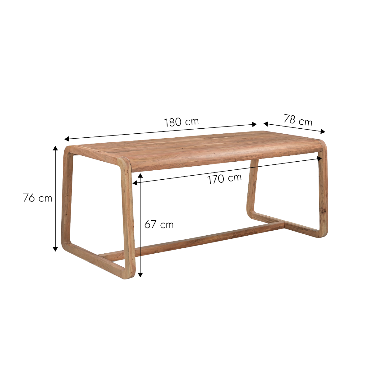 Table à manger en bois d'acacia Kalani