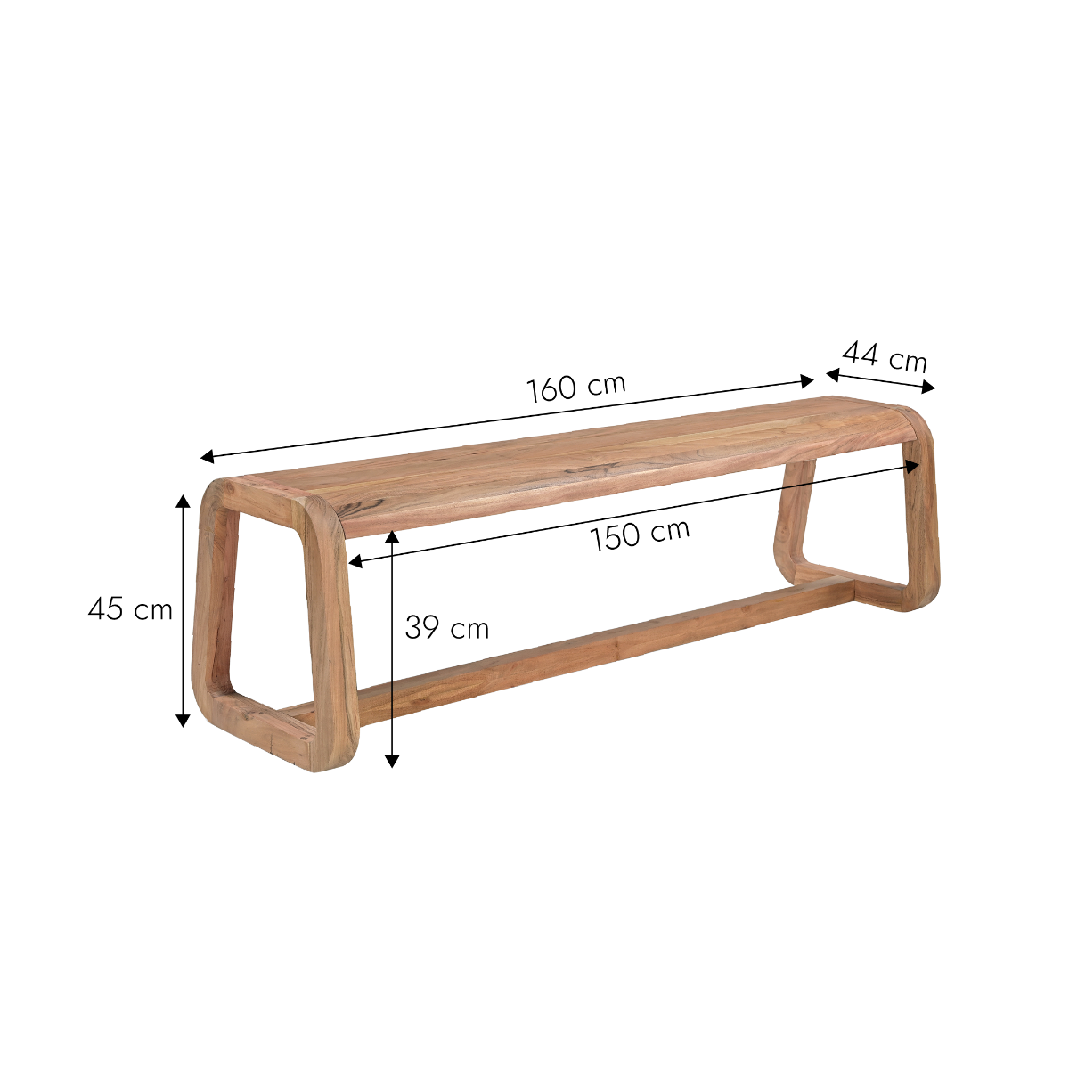 Banc en bois d'acacia Kalani