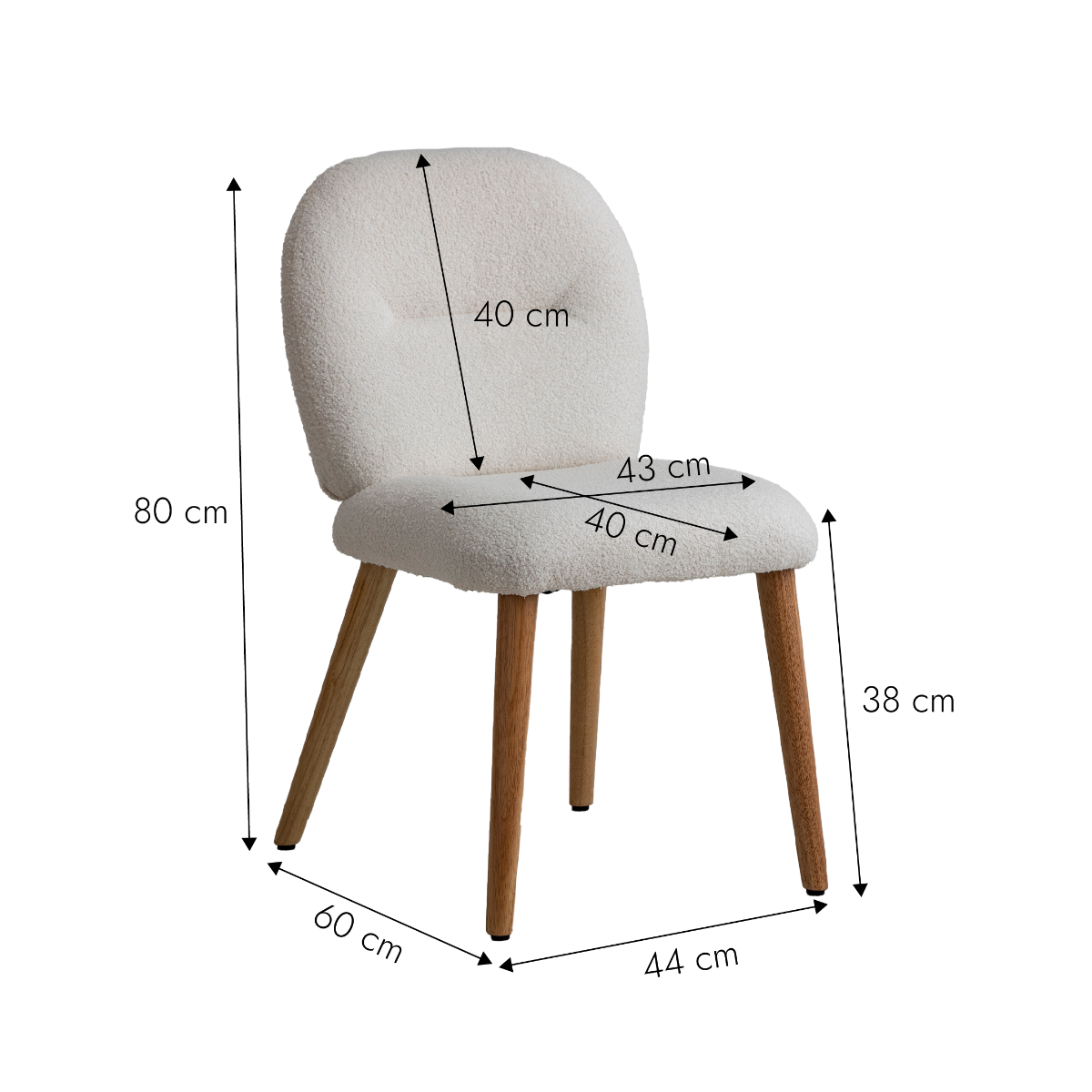 Chaise en tissu bouclette blanche Kanoa (lot de 2)