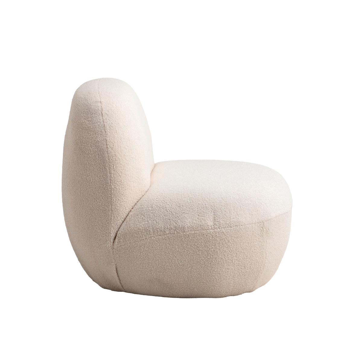 Fauteuil confort en tissu bouclette blanc Johanna