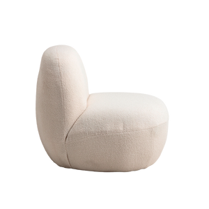 Fauteuil confort en tissu bouclette blanc Johanna