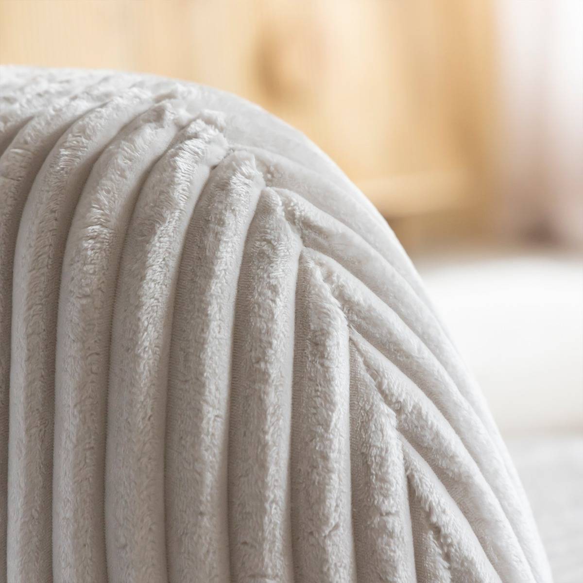 Fauteuil confort en velours côtelé beige écru Soléa