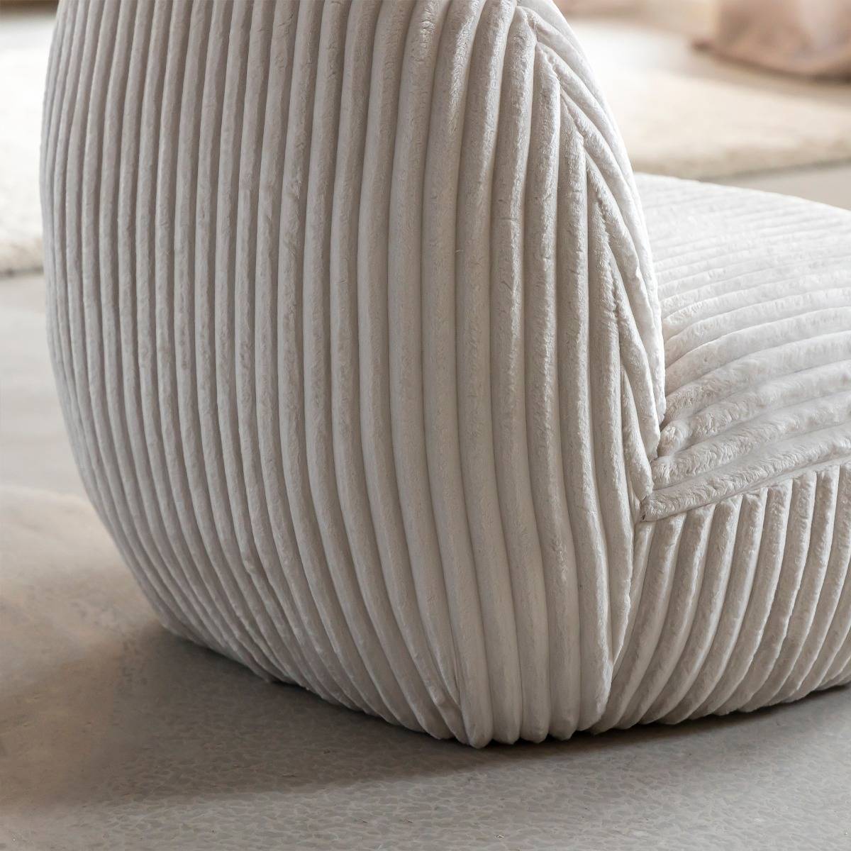 Fauteuil confort en velours côtelé beige écru Soléa