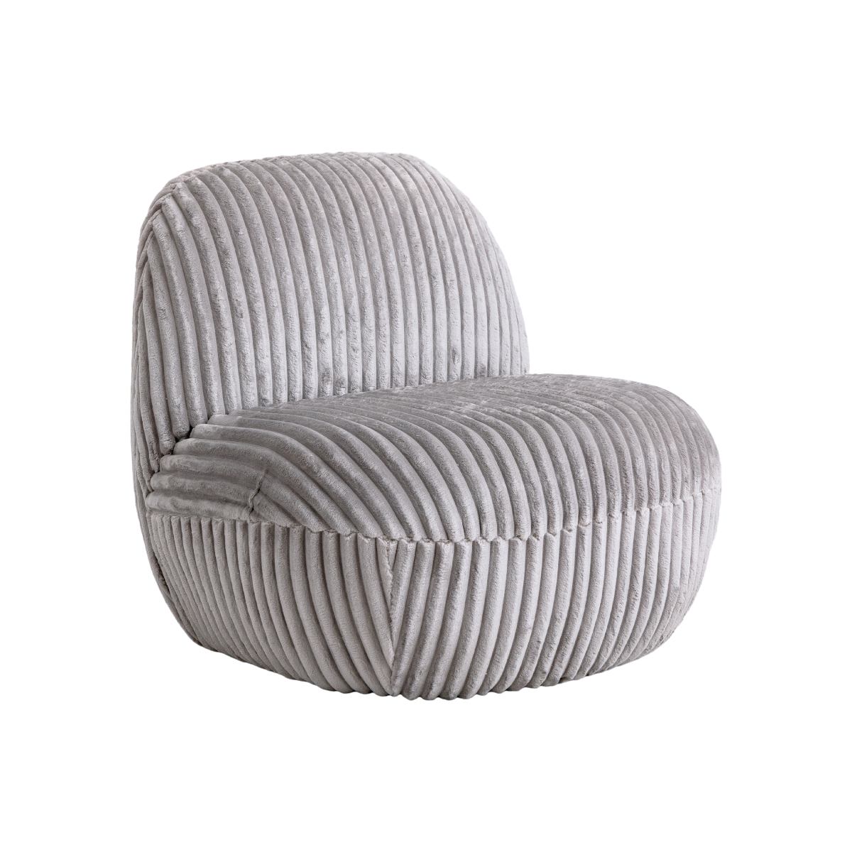 Fauteuil confort en velours côtelé gris Johanna