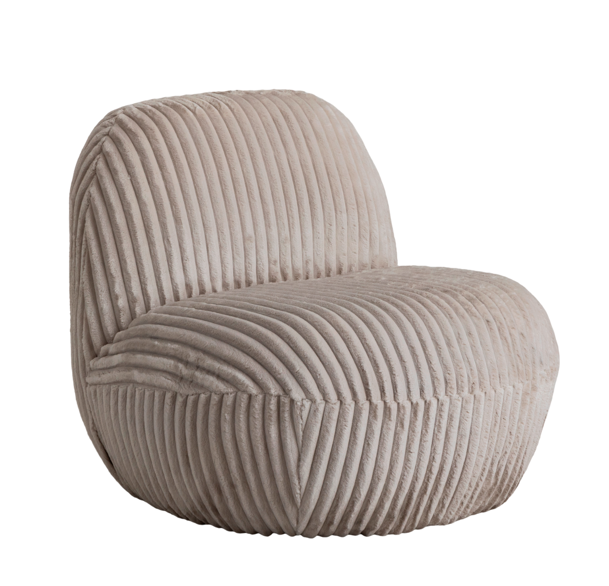 Fauteuil confort en velours côtelé beige écru Soléa