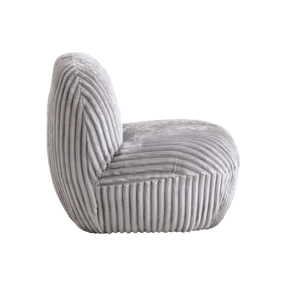 Fauteuil confort en velours côtelé gris Johanna