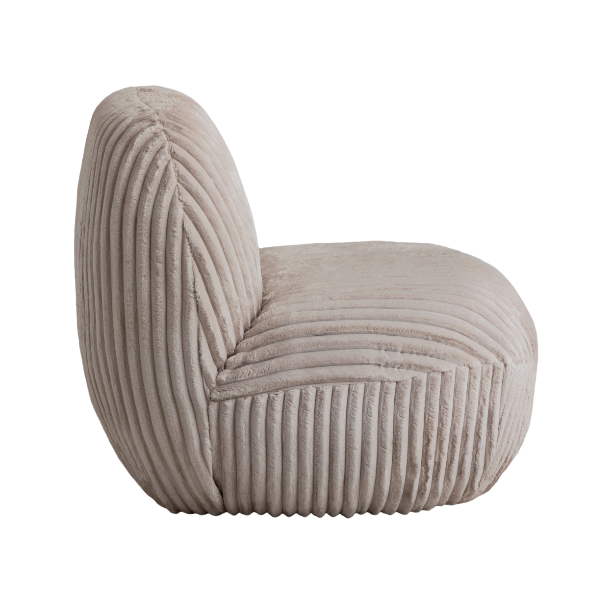 Fauteuil confort en velours côtelé beige écru Soléa