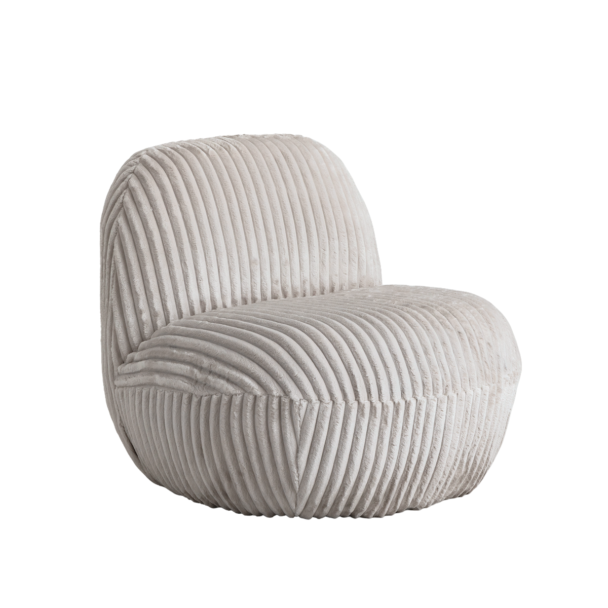 Fauteuil confort en velours côtelé beige écru Johanna