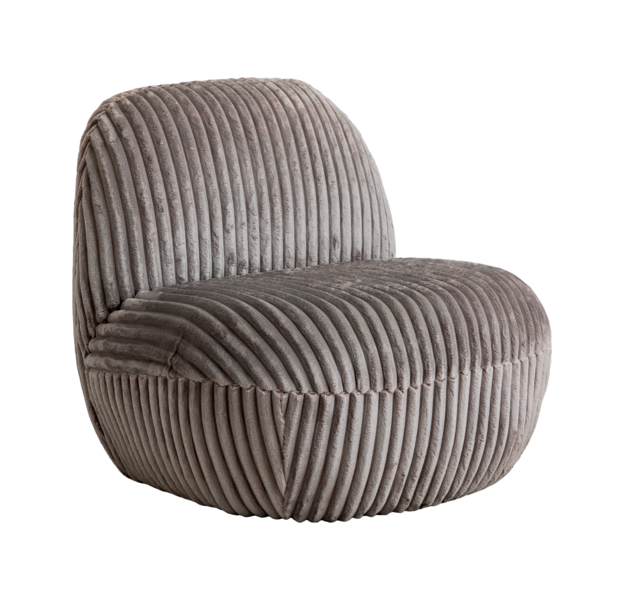 Fauteuil confort en velours côtelé gris Soléa