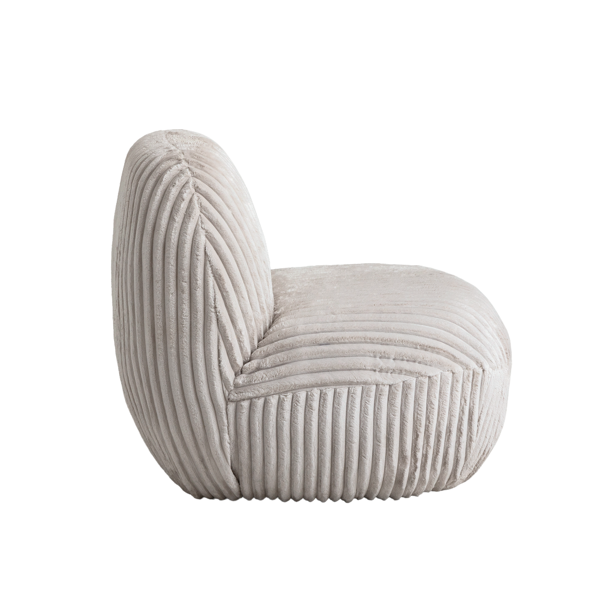 Fauteuil confort en velours côtelé beige écru Johanna