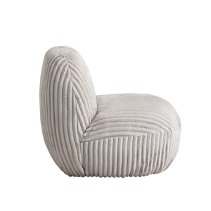 Fauteuil confort en velours côtelé beige écru Johanna