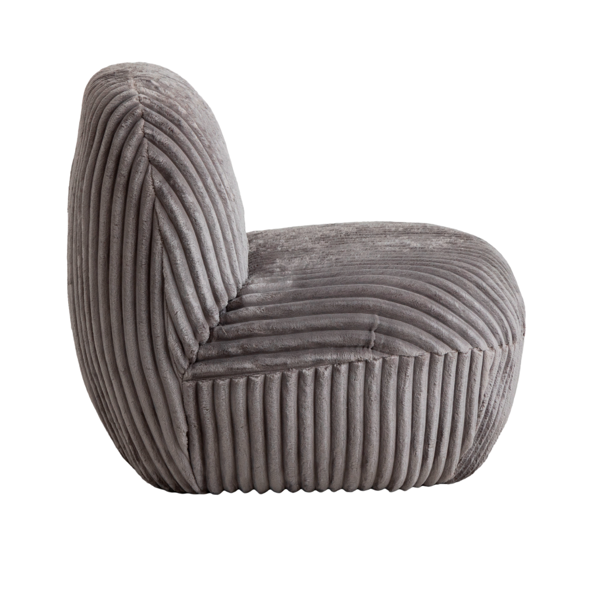 Fauteuil confort en velours côtelé gris Soléa