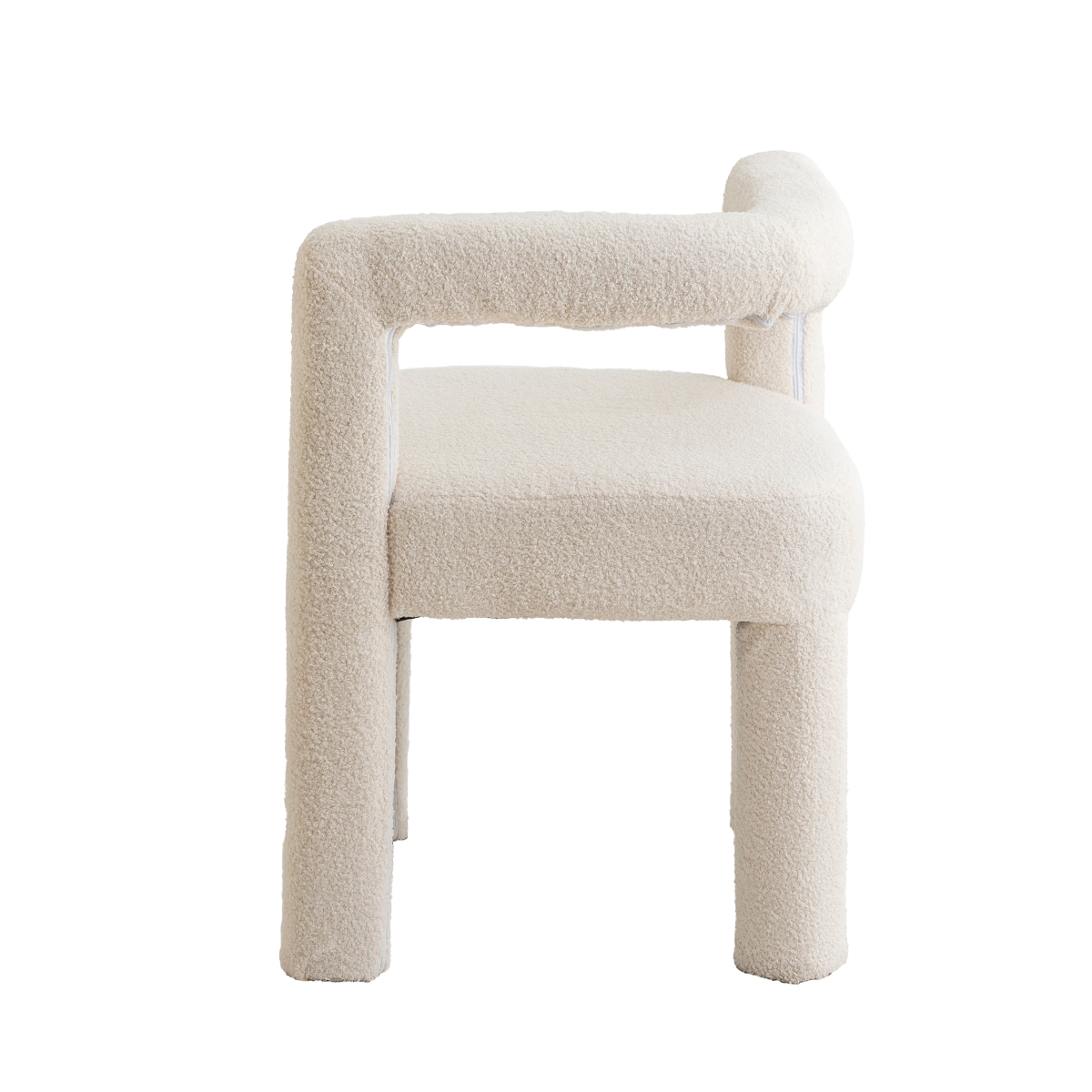 Chaise d'angle en tissu bouclette blanche Soléa