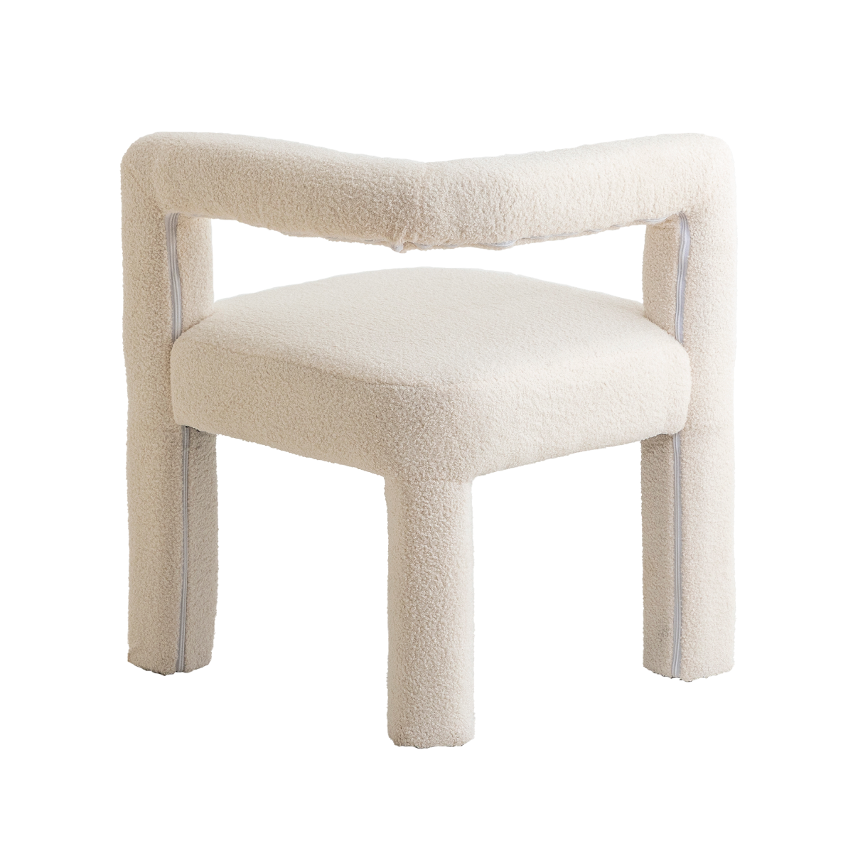 Chaise d'angle en tissu bouclette blanche Soléa