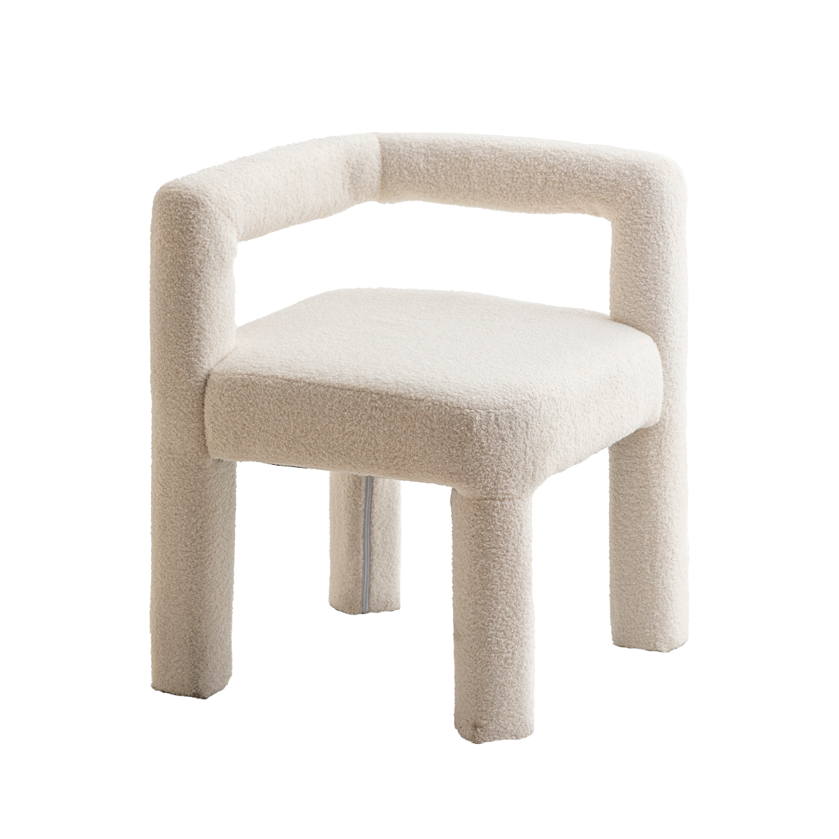 Chaise d'angle en tissu bouclette blanche Soléa