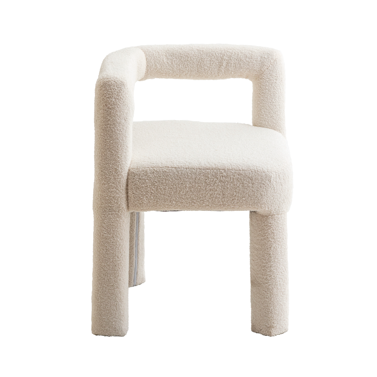 Chaise d'angle en tissu bouclette blanche Soléa