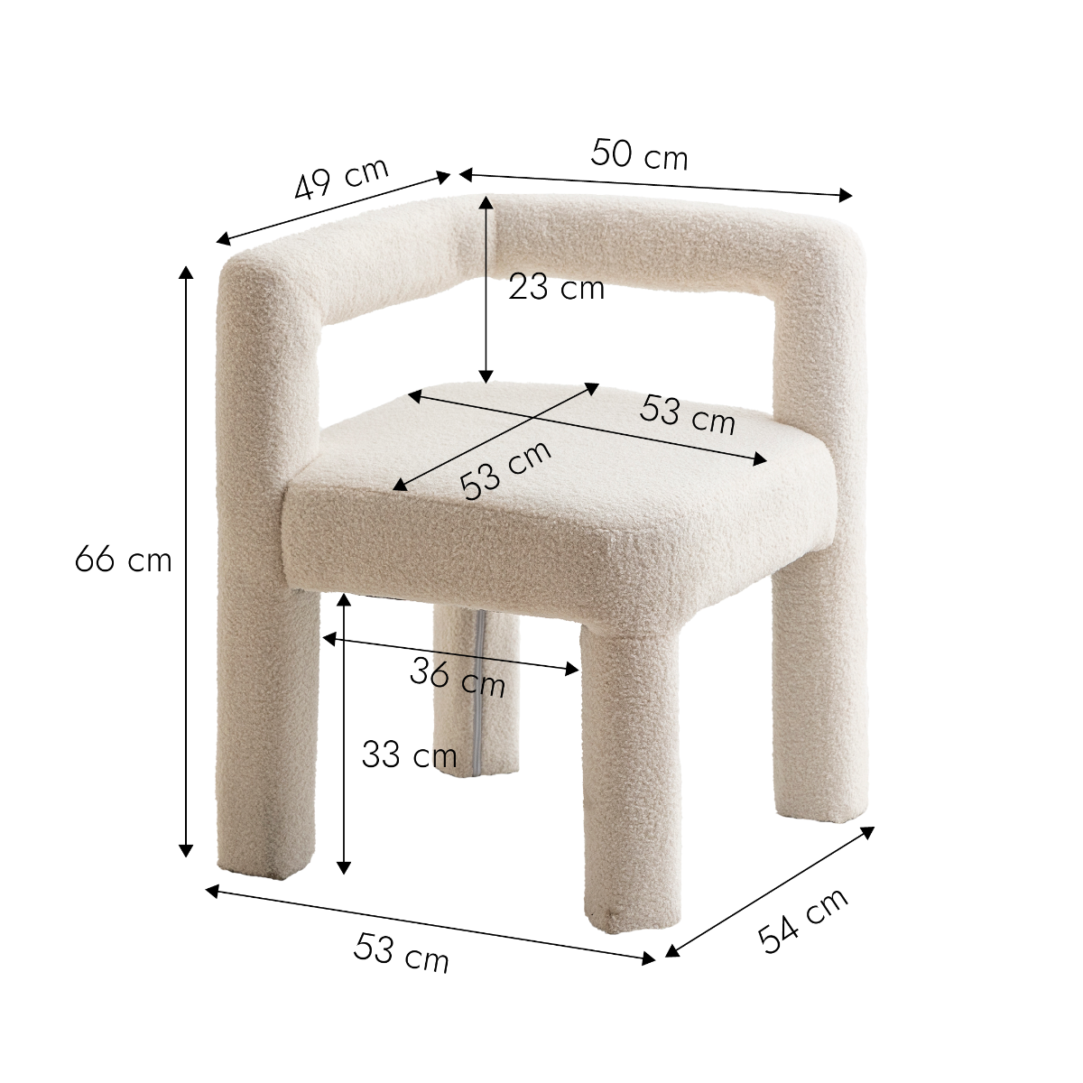 Chaise d'angle en tissu bouclette blanc Soléa