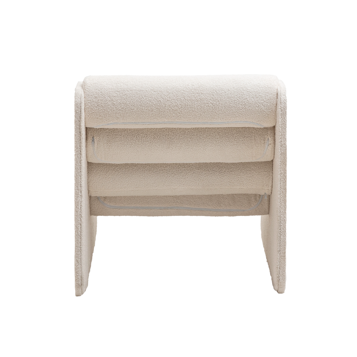 Fauteuil des années 70 en tissu bouclette blanc Athéna
