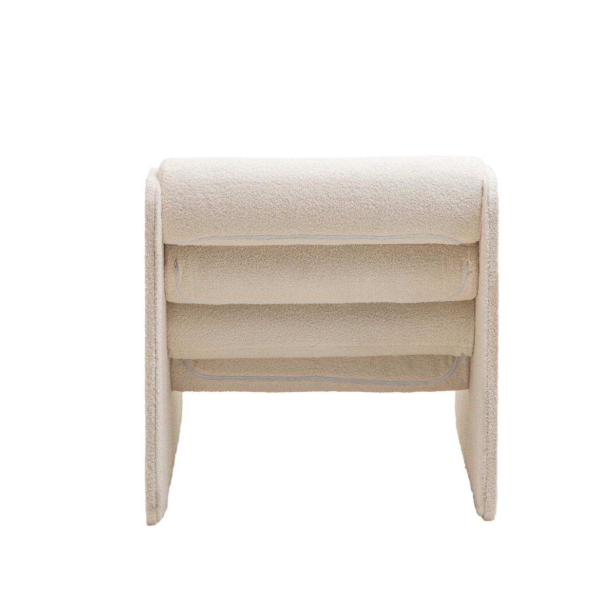 Fauteuil des années 70 en tissu bouclette blanc Soléa