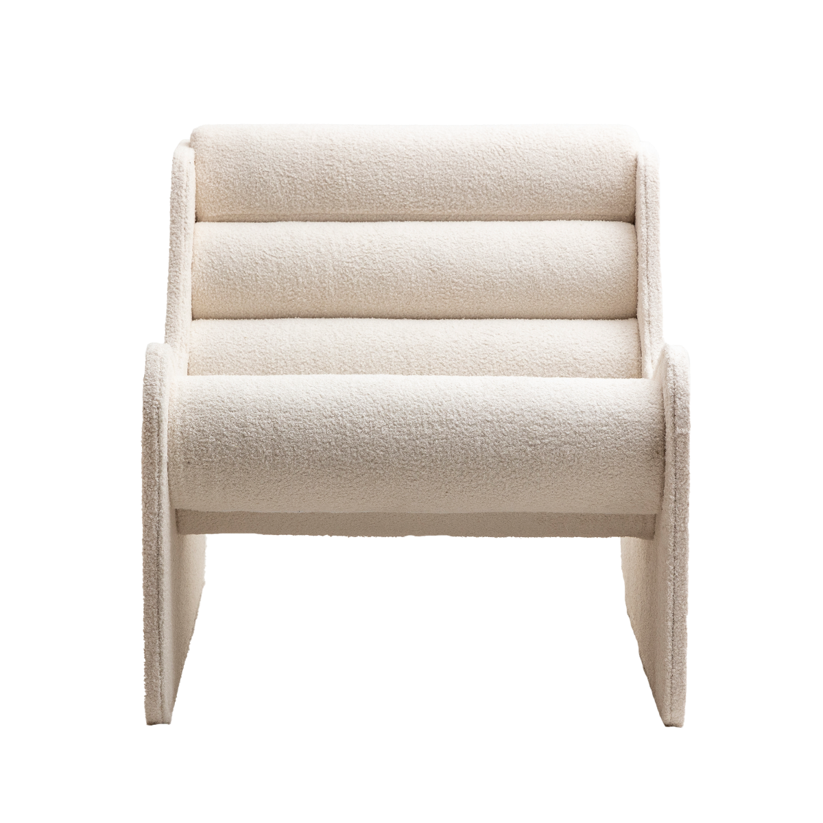 Fauteuil des années 70 en tissu bouclette blanc Soléa